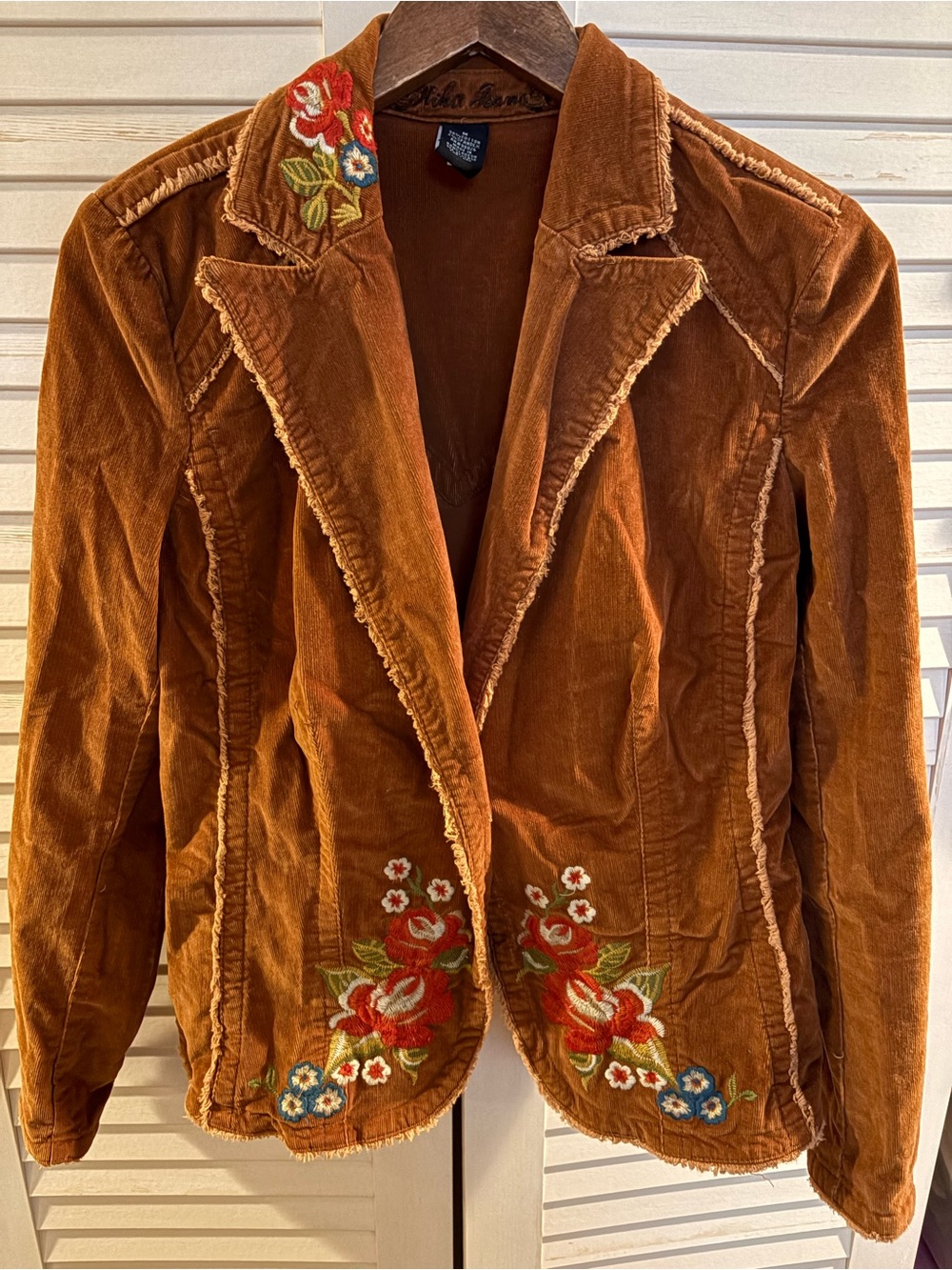 Kiki The Brand Vintage Embroidered Corduroy Blazer Jacket - Rust